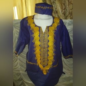 African men's shirt and hat 100% cotton